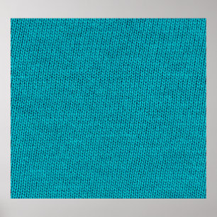 Blue Strickwoll Texture Closeup Poster