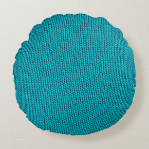 Blue Strickwoll Texture Closeup Rundes Kissen