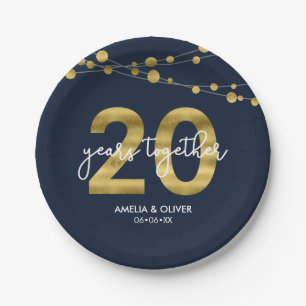 Blue Strings of Lights 20-jähriges Party Pappteller