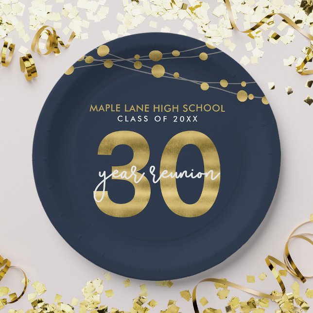 Blue Strings of Lights 30 Year Class Wiedersehen Pappteller (Von Creator hochgeladen)