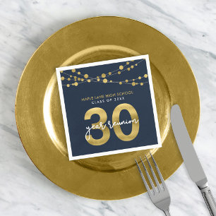 Blue Strings of Lights 30 Year Class Wiedersehen Serviette