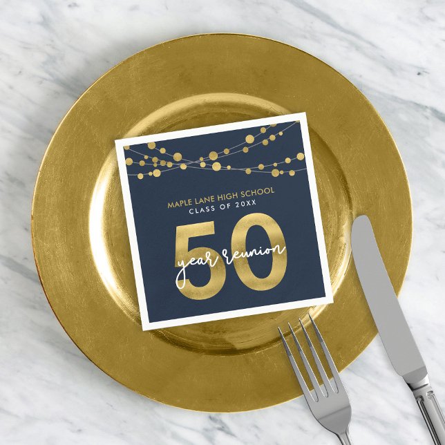 Blue Strings of Lights 50 Year Class Wiedersehen Serviette (Von Creator hochgeladen)