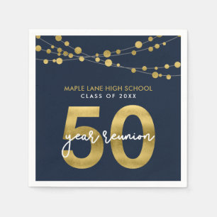 Blue Strings of Lights 50 Year Class Wiedersehen Serviette