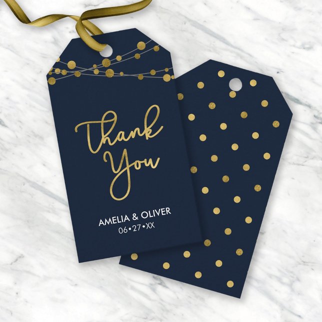 Blue Strings of Lights Imitate Gold Vielen Dank Geschenkanhänger (Von Creator hochgeladen)