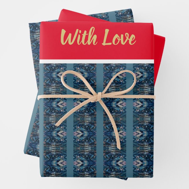 Blue Strip in Red Wrapping Paper - Adiela Akoo Geschenkpapier Set (Beispiel)
