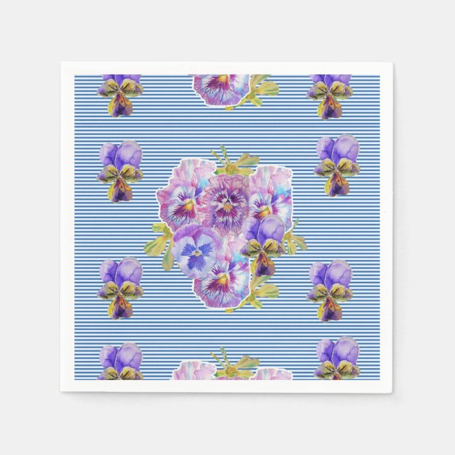 Blue Strip Shabby Chic Florenz Serviette Napkins (Vorderseite)