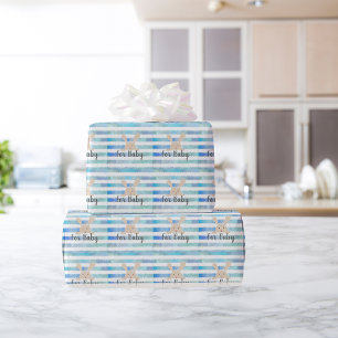 Blue Strip Wasserfarben Bunny für Baby Geschenkpapier