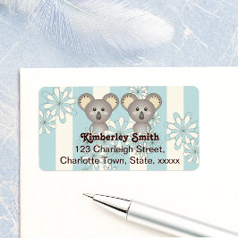 Blue Stripe Baby Koala Twin Kids Rücksendeadresse Adressaufkleber