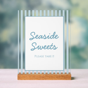 Blue Stripe Beach Club Cabana Strand Dessert Schil Acrylschild