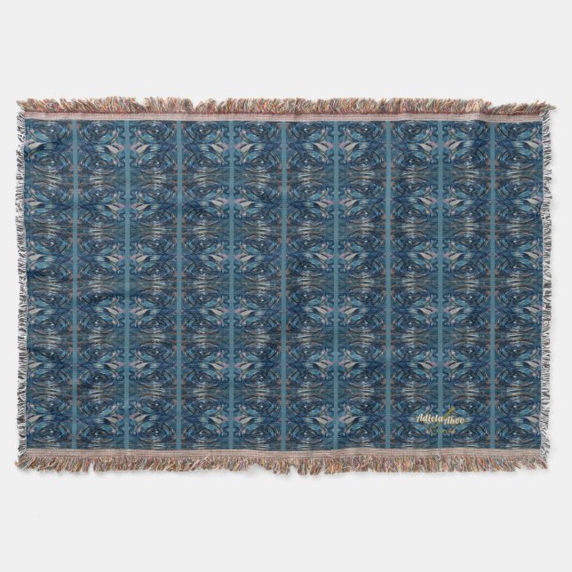 Blue Stripe Decorative Thread von Poet Adiela Akoo Decke (Vorderseite)