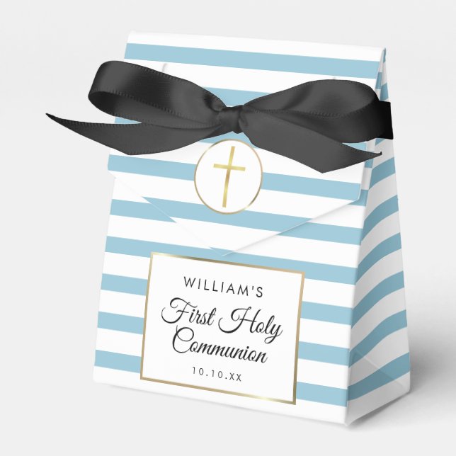Blue Stripe Elegante Gold Erstklassige Goldene Kom Geschenkschachtel (Vorderseite)