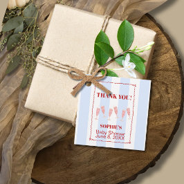 Blue Stripe Red Border Brunch & Bubbly Babydusche Geschenkanhänger