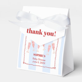 Blue Stripe Red Border Brunch & Bubbly Babydusche Geschenkschachtel