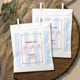 Blue Stripe Red Border Brunch & Bubbly Babydusche Geschenktütchen