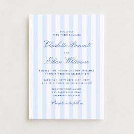 Blue Stripe Wedding Invitation Einladung