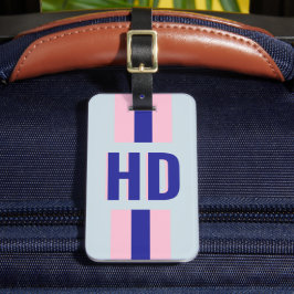 Blue striped Shadow Monogram retro vintage phone Gepäckanhänger