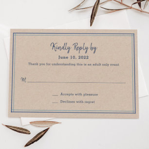 Blue Stripes Adult nur Hochzeit RSVP-Karte RSVP Karte