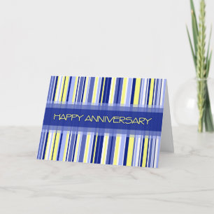 Blue Stripes Anniversary Card Karte