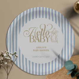 Blue Stripes Arch Vintage Boy Baby Shower Pappteller