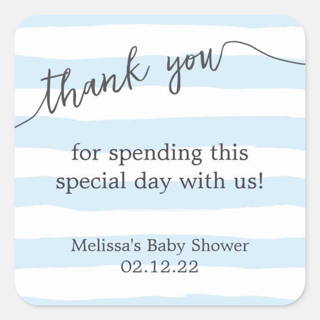 Blue Stripes Baby Dusche Sticker (Vorderseite)