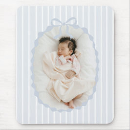 Blue Stripes Bow Frame Custom Photo Mousepad