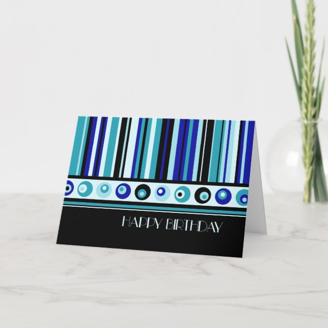 Blue Stripes Business De Groupe Carte d'Anniversai (Devant)
