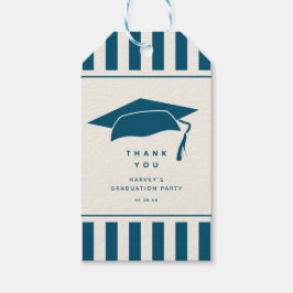 Blue Stripes Custom Graduation Party Favor Geschenkanhänger
