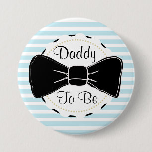 Blue Stripes Daddy zu Bow Krawatte Baby Dusche Button