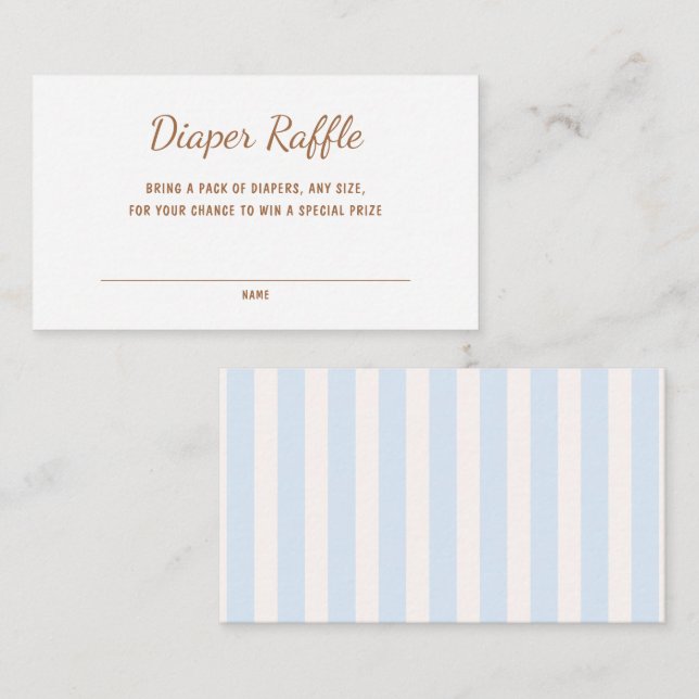 Blue Stripes Diaper Raffle Begleitkarte (Vorne/Hinten)