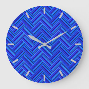 Blue stripes double weave pattern große wanduhr