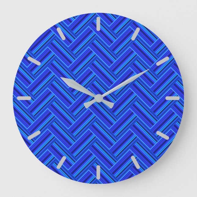 Blue stripes double weave pattern große wanduhr (Vorderseite)