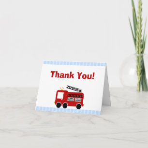 Blue Stripes Fire Truck Merci Carte de note
