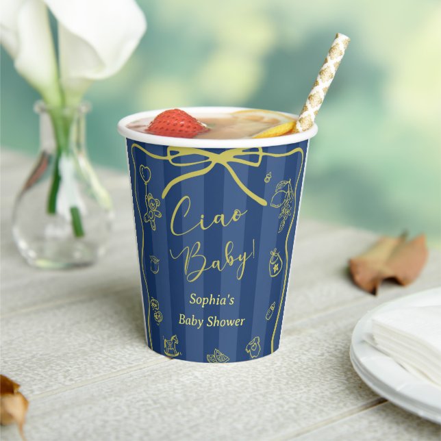 Blue Stripes Italian Themed Ciao Baby Pappbecher (In Situ)