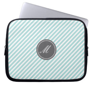 Blue Stripes Monogram Laptop Sleeve