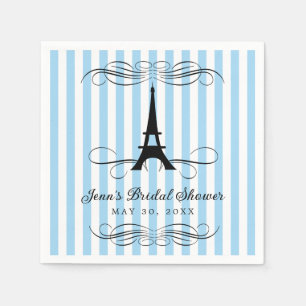 Blue Stripes Paris Eiffel Tower   BRAUTPARTY Serviette