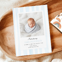 Blue Stripes Photo Birth Announcement Ankündigung
