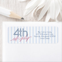 Blue Stripes Red Script 4. Juli Summer Party
