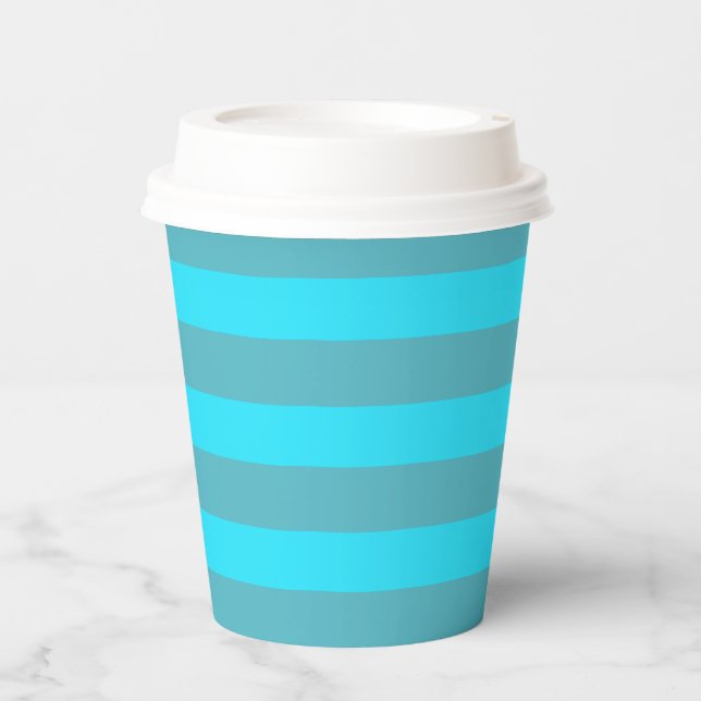 Blue Stripes Sea Deep Ocean Party Elegante Pappbecher (Vorderseite)