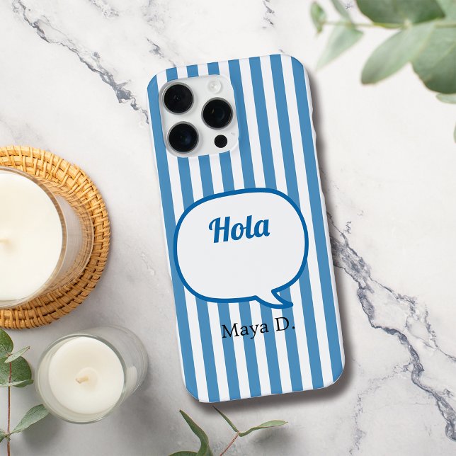 Blue Stripes-Sprechblase personalisieren iPhone 16 Pro Max Hülle (Von Creator hochgeladen)