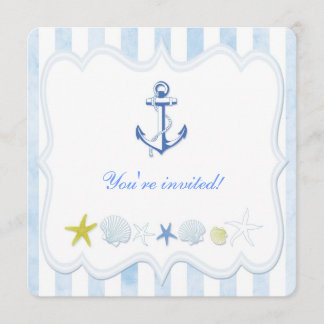 Blue Strips Nautic Geburtstagsparty Einladung