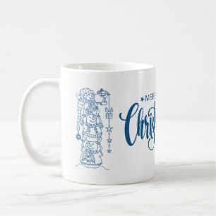 Blue Style Foto Collage Frohe Weihnachtsbaum Kaffeetasse