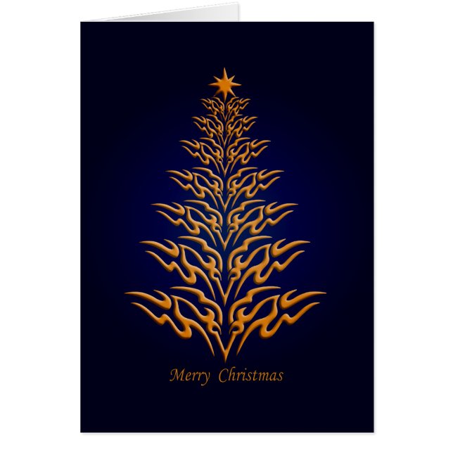 Blue Stylish Christmas Tree Greetings Card (Vorne)