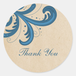 Blue Stylish Wirbel Danke Stickers
