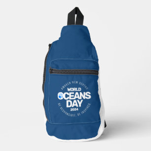 Blue Stylized Earth Waves Crossbody Bag