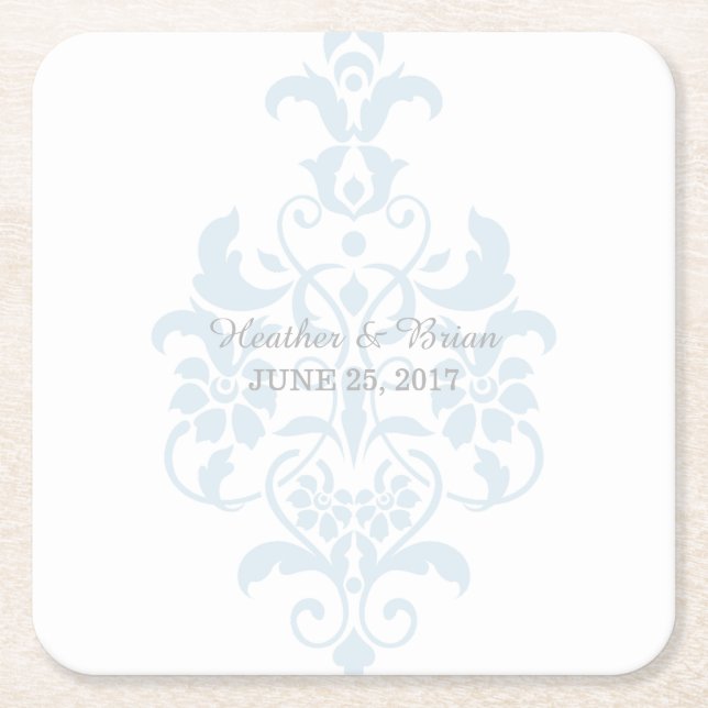 Blue Subtile Damask Paper Untersetzer (Vorderseite)