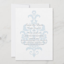 Blue Subtle Damask Save the Date einladen Einladung