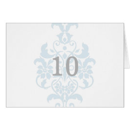 Blue Subtle Damask Tischnummer Card