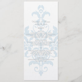 Blue Subtle Damask Wedding Menu Menükarte