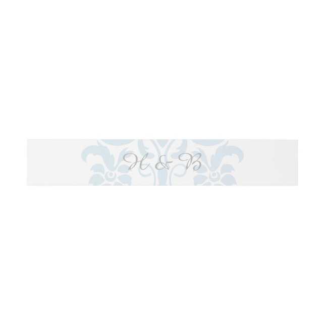 Blue Subtle Damask Wedly Bands Einladungsbanderole (Flach)