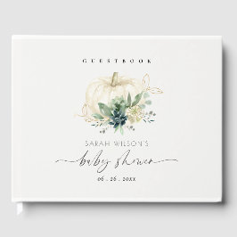 Blue Succulator White Gold Pumpkin Baby Dusche Gästebuch